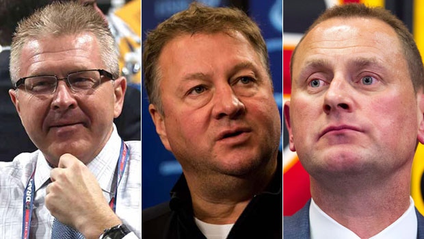 Mike Futa, Mike Gillis and Brad Treliving, Getty Images Mike Futa, Mike Gillis and Brad Treliving