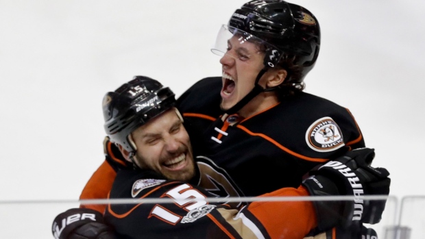 Rickard Rakell Ryan Getzlaf, The Canadian Presss Rickard Rakell Ryan Getzlaf