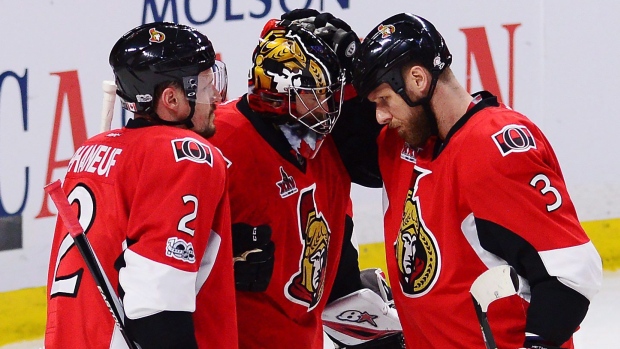 Phaneuf, Anderson and Methot, The Canadian Press Phaneuf, Anderson and Methot