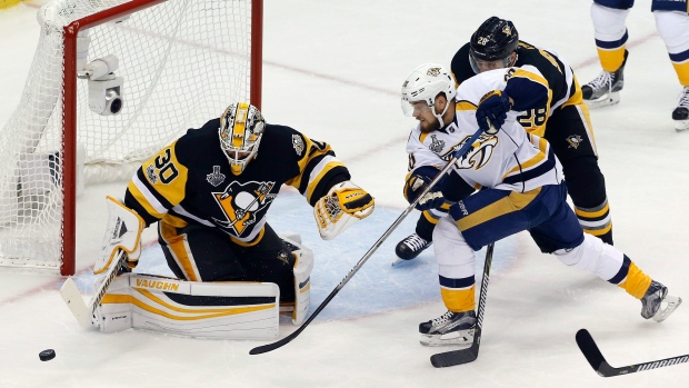 Matt Murray save on Viktor Arvidsson, The Canadian Press Matt Murray save on Viktor Arvidsson