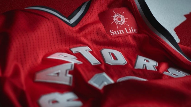 Raptors jersey with ad patch