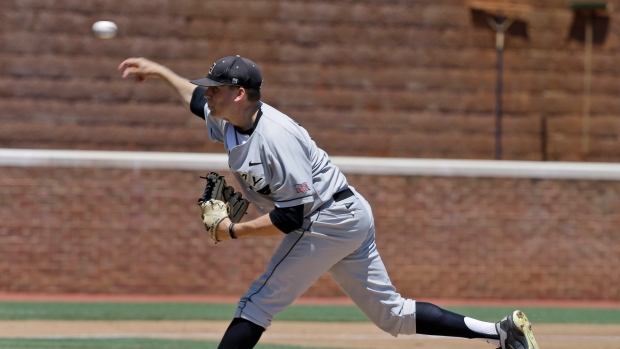 Chris Rowley pitching for Army