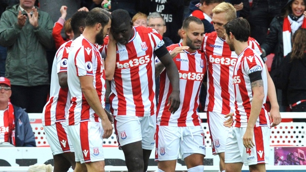 Jese, Stoke City players celebrate