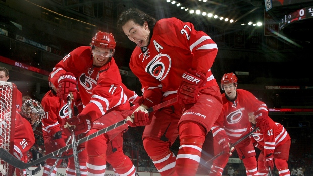 Jordan Staal and Justin Faulk, Gregg Forwerck/National Hockey League/Getty Images Jordan Staal and Justin Faulk