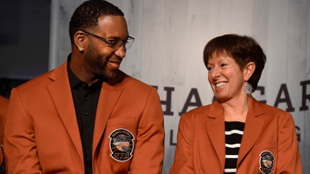 Tracy McGrady and Muffet McGraw