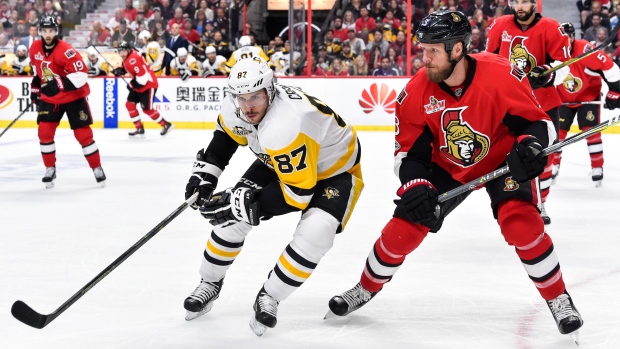 Sidney Crosby and Marc Methot