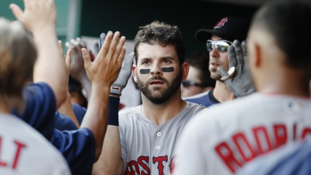 Mitch Moreland and Boston Red Sox Celebrate