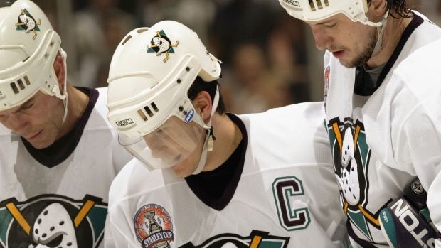 Paul Kariya in game 6 of the 2003 Stanley Cup Final between the Ducks and  Devils on Make a GIF