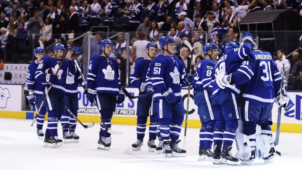 Toronto Maple Leafs celebrate win