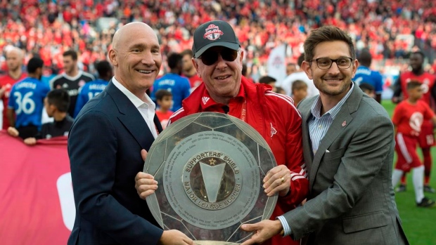 Toronto FC takes possession of Supporters' Shield, The Canadian Press Toronto FC takes possession of Supporters' Shield