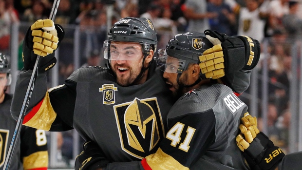 William Carrier, left, Pierre-Edouard Bellemare, right, Vegas Golden Knights