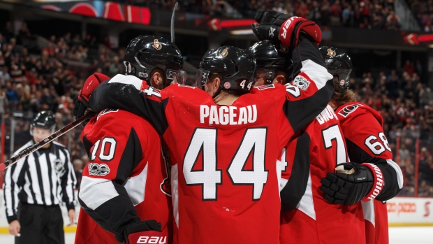 Jean-Gabriel Pageau celebrates goal