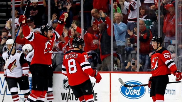 Jesper Bratt and Devils Celebrate 