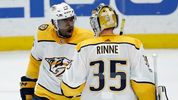 P.K. Subban and Pekka Rinne