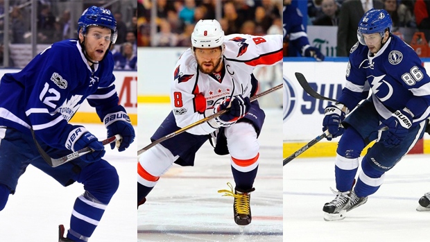 Connor Brown, Alex Ovechkin and Nikita Kucherov