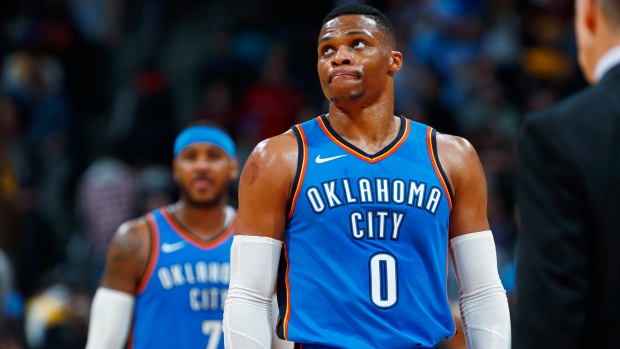Russell Westbrook Carmelo Anthony, The Canadian Press Russell Westbrook Carmelo Anthony