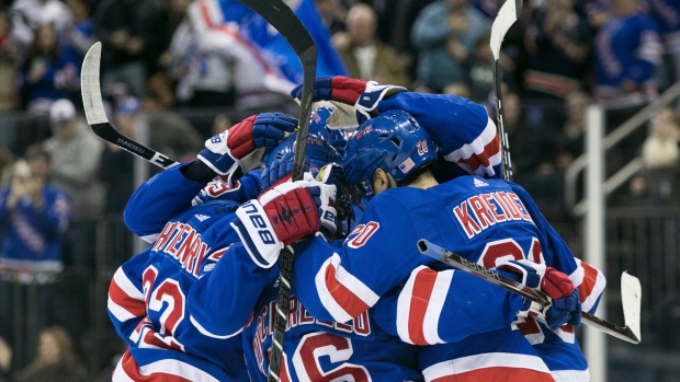 New York Rangers celebrate, The Canadian Press New York Rangers celebrate
