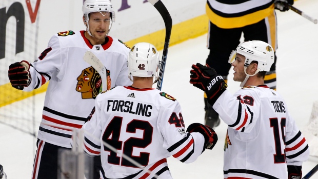 Chicago Blackhawks celebrate, The Canadian Press Chicago Blackhawks celebrate