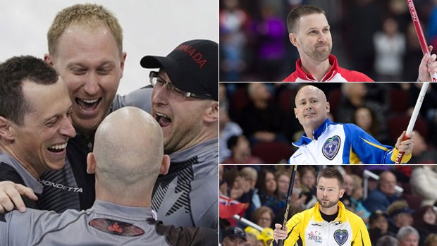 Brad Jacobs, Brad Gushue, Kevin Koe and Mike McEwen, The Canadian Press Brad Jacobs, Brad Gushue, Kevin Koe and Mike McEwen