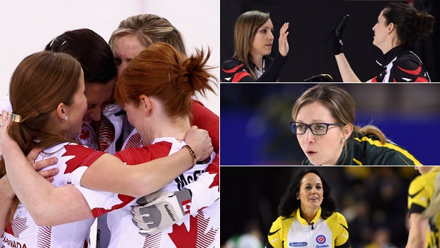 Jennifer Jones, Rachel Homan, Krista McCarville, Lisa Weagle and Michelle Englot