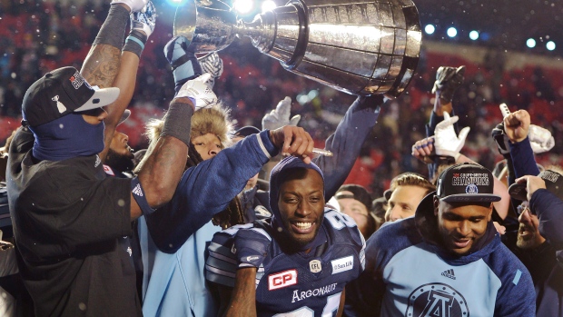 Argonauts celebrate, The Canadian Press Argonauts celebrate