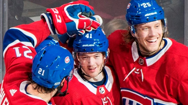 David Schlemko, Paul Byron & Jacob de la Rose celebrate