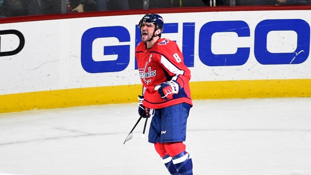 Alex Ovechkin celebrates goal