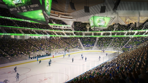 Artist's rendering of proposed renovated KeyArena in Seattle 