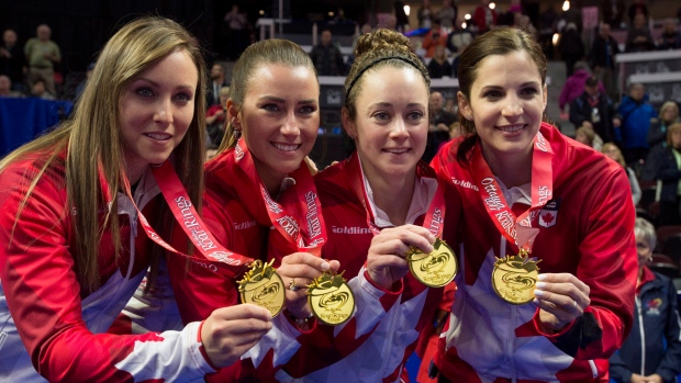 Rachel Homan, Emma Miskew, Joanne Courtney and Lisa Weagle