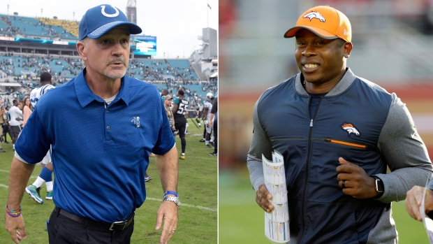 Chuck Pagano and Vance Joseph 