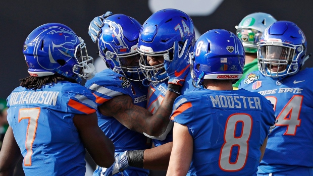 Boise State celebrate, The Canadian Press Boise State celebrate
