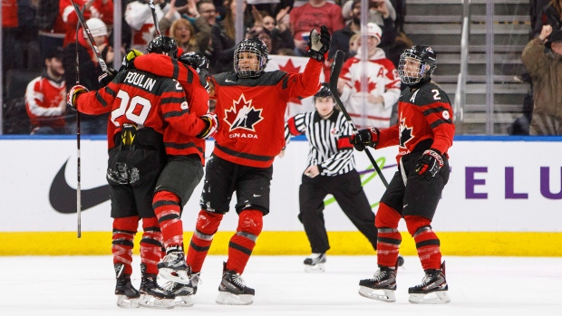 Canada celebrates goal vs. United States