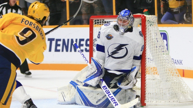Forsberg shoots on Vasilevskiy, Getty Images Forsberg shoots on Vasilevskiy