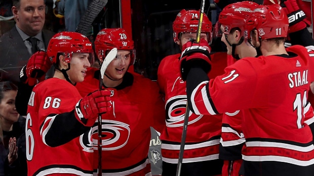 Carolina Hurricanes celebrate, Gregg Forwerck/NHLI via Getty Images Carolina Hurricanes celebrate