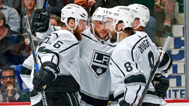 Los Angeles Kings celebrate goal, Jeff Vinnick/NHLI via Getty Images Los Angeles Kings celebrate goal