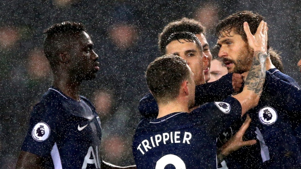 Fernando Llorente, Tottenham celebrate, The Canadian Press Fernando Llorente, Tottenham celebrate
