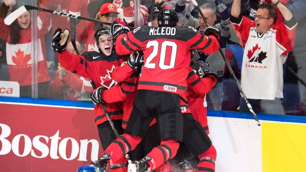 Team Canada celebrates World Juniors gold