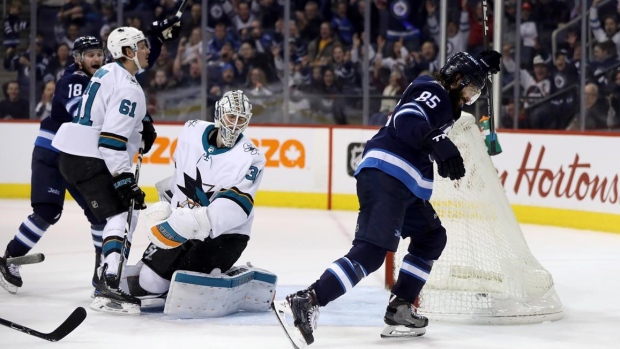 Perreault scores on Sharks, The Canadian Press Perreault scores on Sharks