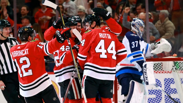 Chicago Blackhawks celebrate, The Canadian Press Chicago Blackhawks celebrate