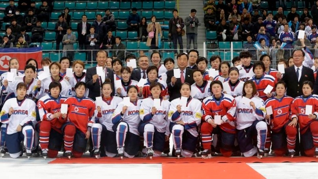 South Korea and North Korea hockey teams