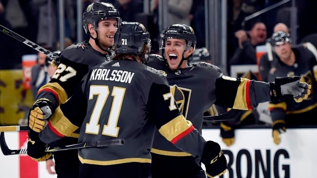 Shea Theodore, William Karlsson, and Jonathan Marchessault 