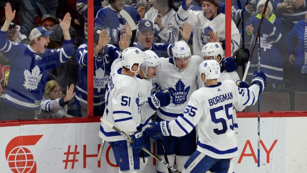 Maple Leafs celebrate, The Canadian Press Maple Leafs celebrate