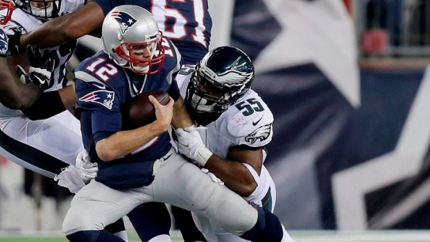 Brandon Graham hits Tom Brady