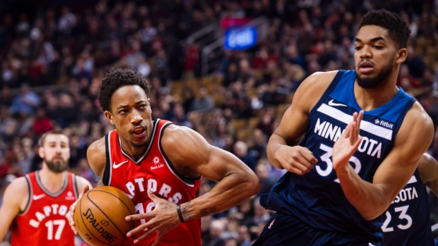 DeMar DeRozan Karl-Anthony Towns , The Canadian Press DeMar DeRozan Karl-Anthony Towns
