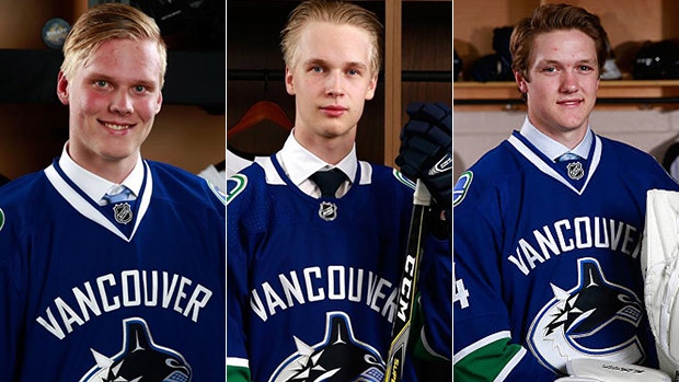 Olli Juolevi, Elias Pettersson and Thatcher Demko