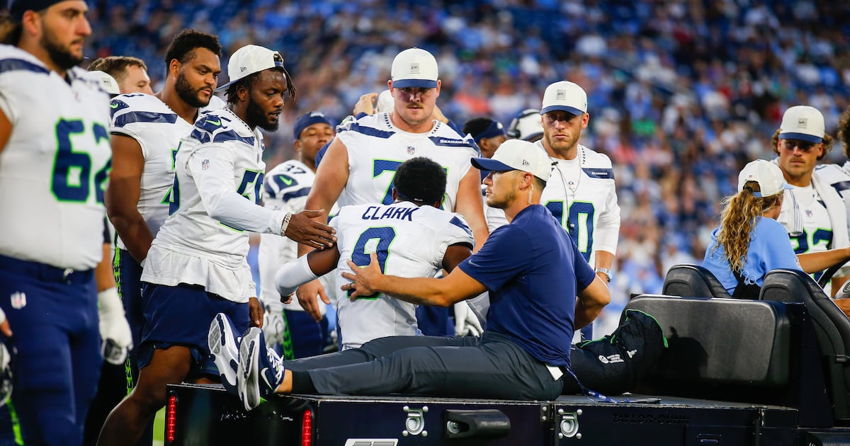 Seahawks second-round pick Clark carted off with leg injury