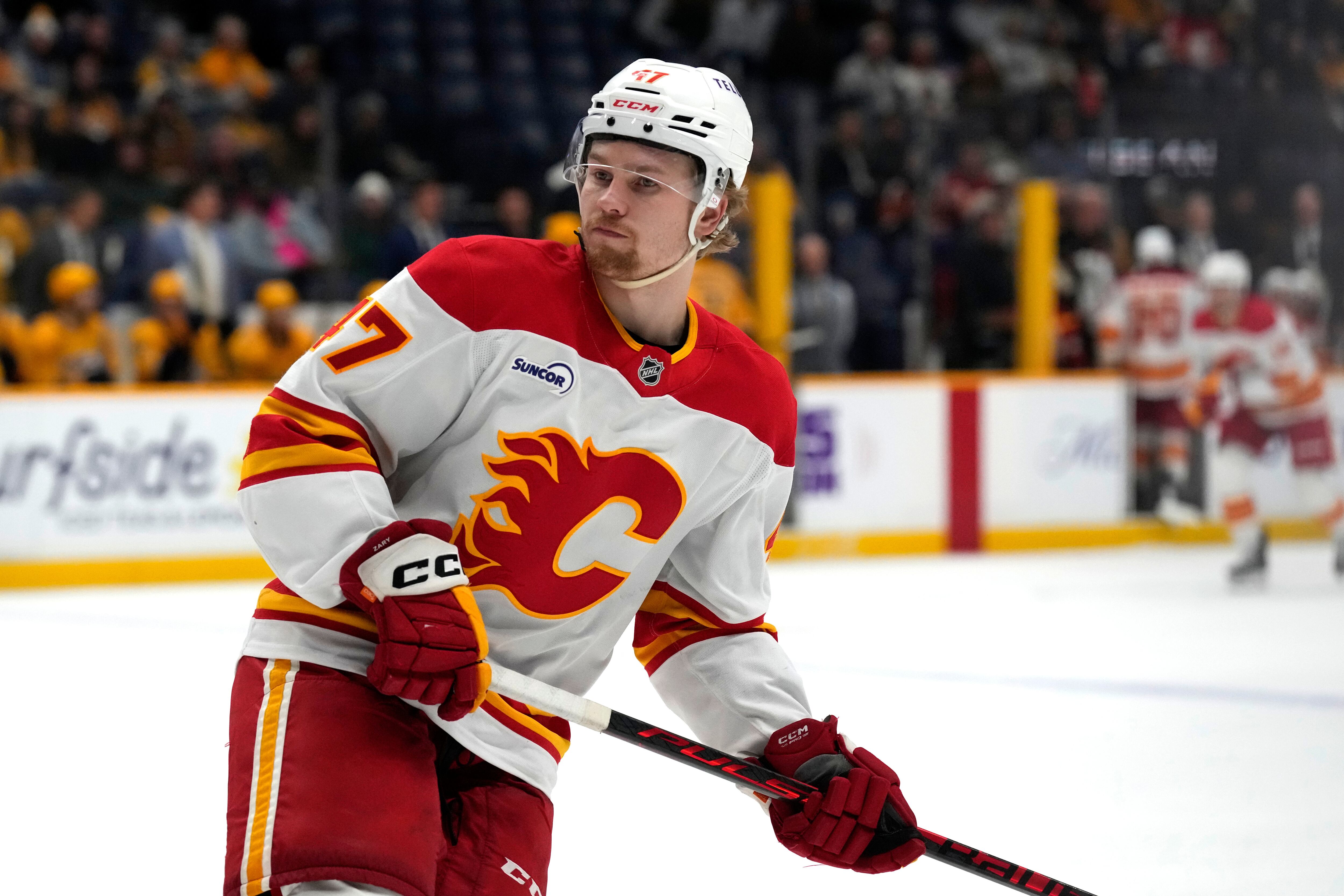 Connor Zary in action for the Calgary Flames