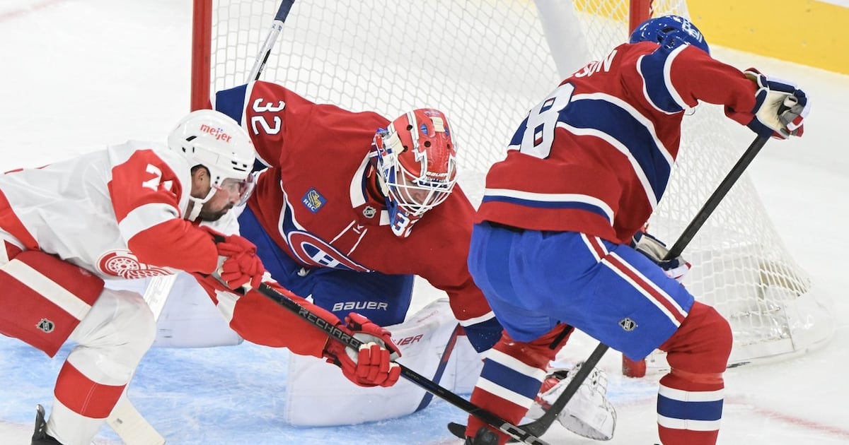 Photo: tsn.ca Montreal Canadiens' Mike Matheson (8) clears the puck away from the net of Canadiens goaltender Jacob Fowler (32) as Detroit
