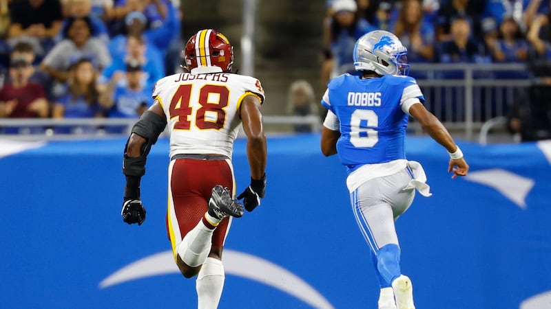 Dobbs overcomes two turnovers with long TD run as Lions beat Commanders