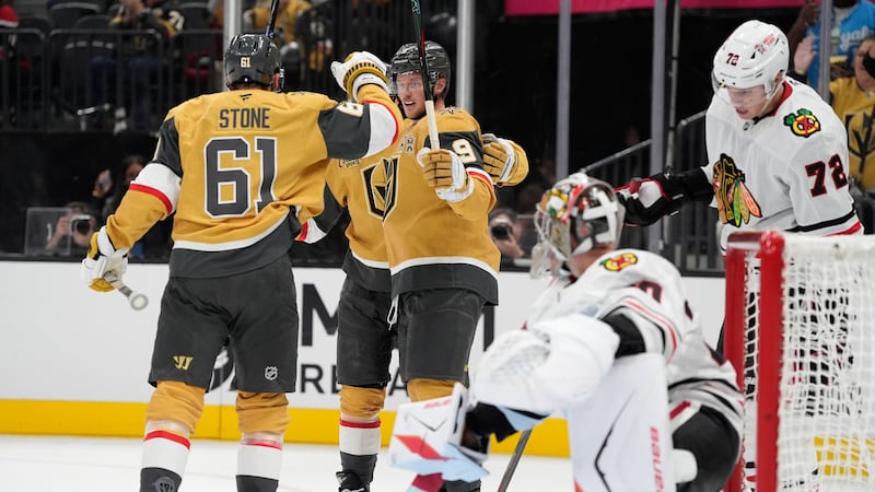 Eichel hits 700 points as Golden Knights beat Blackhawks in Craig’s first game behind the bench